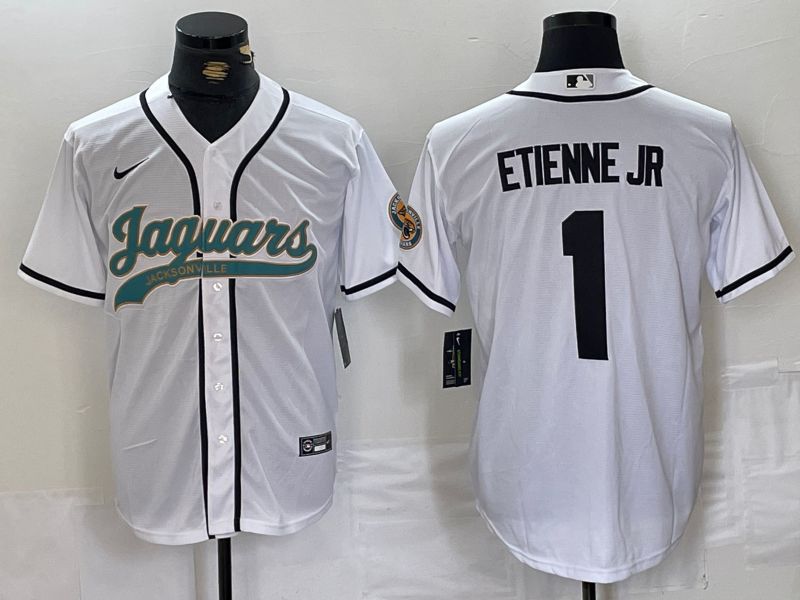 Men Jacksonville Jaguars #1 Etienne JR White Joint Name 2024 Nike Limited NFL Jersey style 1->jacksonville jaguars->NFL Jersey